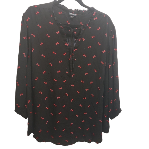 Torrid Twill Tie Neck Peasant Top sz 3 (22-24) - Picture 12 of 16